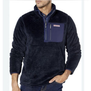 Vineyard Vines Men’s Stillwater Sherpa Jacket Pocket Navy Blue Sz XL Preppy